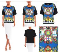 VERSACE JEANS COUTURE Top Blusa De Barroco Con Patrón Talla XL