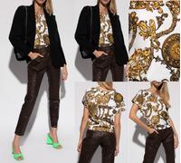 VERSACE JEANS COUTURE Top Blusa Patrón Barroco Camiseta Icónica Nueva Caliente M