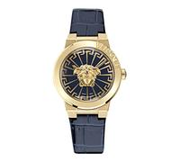 Versace Medusa Infinite Collection - Reloj de lujo para mujer con correa azul con una caja de oro amarillo IP y esfera azul, IP oro amarillo, OS, Medusa Infinite, IP oro amarillo, OS, Medusa Infinite,