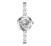Versace Medusa Secret - Reloj para mujer, hecho en Suiza, reloj de diseño de lujo con esfera plateada de rayos solares, caja de acero inoxidable de 25 mm, pulsera Greca, cierre de joyería, 3 ATM