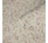 Versace Papel Pintado Con Metálico Zarcillos & Flores - Crema