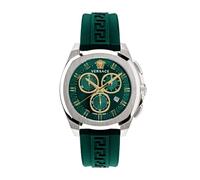 Versace Reloj cronógrafo para hombre, cronógrafo, geo, verde, plata, 43 mm, VE7CA0223, verde, Lujo