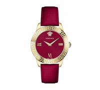 Versace - Reloj de Mujer de Cuarzo a la Moda, Correa de Piel roja, Caja de Acero Inoxidable, Esfera analógica roja - VEVC00921