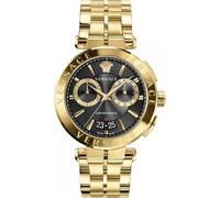 Versace - Reloj de Pulsera de Cuarzo para Hombre, Pulsera y Caja de Acero Inoxidable de Color Dorado, Esfera analógica Negra - VE1D02823, Negro, Moda