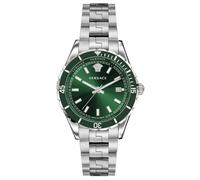 Versace - Reloj de Pulsera para Hombre de Cuarzo a la Moda, Pulsera y Caja de Acero Inoxidable de Color Gris, Esfera analógica Verde - VE3A01022