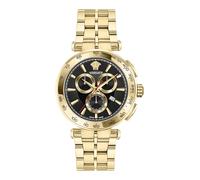 Versace - Reloj de Pulsera para Hombre de Cuarzo a la Moda, Pulsera y Caja de Acero Inoxidable de Color Dorado, Esfera analógica Negra - VE6CA0623