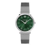 Versace - Reloj de Pulsera Unisex de Cuarzo a la Moda, Pulsera y Caja de Acero Inoxidable de Color Gris, Esfera analógica Verde - VE5A00620