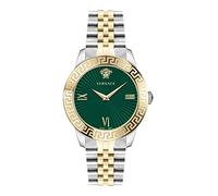 Versace - Reloj de Pulsera Unisex de Cuarzo a la Moda, Pulsera y Caja de Acero Inoxidable de Color Gris, Esfera analógica Verde - VEVC01021