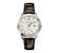 Versace - Reloj GMT de cuero marrón y acero plateado - Accessories - Hombre - Multicolor - ONE SIZE -