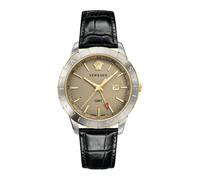 Versace - Reloj Hombre Cuero Negro Oro Plata GMT - Accessories - Hombre - Gris - ONE SIZE -