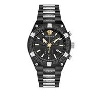 Versace Sporty GRECA VESO01022 - Reloj de pulsera para hombre, cronógrafo, 46 mm, color negro y plateado, Negro