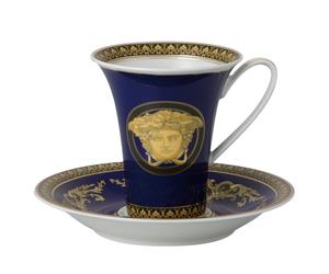 Versace Taza con plato Versace Medusa Blue set