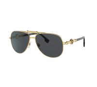 Versace Unisex Sunglass VE2236 - Color del Marco: Oro, Color de la Lente: Gris Oscuro