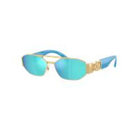 Versace Unisex Sunglass VK2003 - Color del Marco: Oro, Color de la Lente: Espejo verde claro y azul
