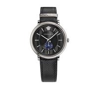 Versace - V Circle Reloj de Cuero Negro - Accessories - Hombre - Negro - ONE SIZE -