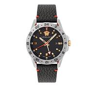 Versace VE2W00122 Reloj analógico de Cuarzo Suizo con Correa de Cuero para Hombre, Negro, Sport Tech GMT