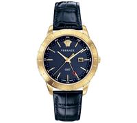 Versace- Univers GMT azul oro reloj de cuero- Accessories- Hombre- Amarillo- ONE SIZE- Univers GMT azul oro reloj de cuero