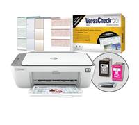 VersaCheck HP Deskjet 2755 MX MICR - Impresora a color todo en uno, paquete de software de impresión a cuadros dorados, color blanco (2755MX)