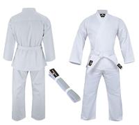 VERSAL Karate Gi para Niños/Adultos Uniforme de Karate | Traje de Karate Blanco para Estudiantes | 8 oz Polialgodón Ligero Uniforme de Artes Marciales Entrenamiento Sparring Taekwondo con Cinturón