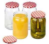versandfuxx24 Juego de 4 tarros de cristal de 900 ml con pegatinas