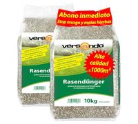 versando 20kg abono para césped verano hasta 1000m²: desplaza el musgo y las malas hierbas para un césped sano y de un verde exuberante Abono de verano con efecto inmediato
