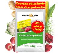 versando 5kg de abono nitrogenado hasta 500m² - 46% de UREA para césped, hortalizas y flores, crecimiento exuberante y efecto a largo plazo
