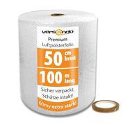 versando Papel de burbujas premium extrafuerte 100 m x 0,5 m, embalaje, lámina granulada para mudanzas, rollo LPF y cinta adhesiva versando 19 mm x 66 m
