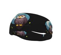 Versátil banda deportiva para el sudor con estampado de búho YYHWHJDE en la luz de la luna, diadema elástica y absorbente de humedad para yoga, fitness