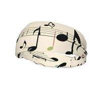 Versátil banda deportiva para el sudor YYHWHJDE con temática musical con estampado de claves musicales, diadema elástica y absorbente de humedad para yoga, fitness
