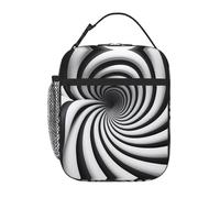 Versátil bolsa de almuerzo aislada con ilusión óptica en espiral de gran capacidad, elegante y duradera, adecuada para el trabajo, viajes y escuela