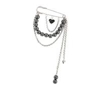 Versátil broche de corazón que también se puede utilizar como cadena de pantalón o pin accesorio de vestido, cadena de cuentas y flecos, insignia para ella