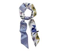 Versátil bufanda delgada de seda pañuelo estrecho para mujer bolso de moda cinta bufanda diademas banda de pelo de moda, Romántica Floral Primav, 100×6cm