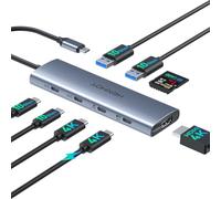 Versátil concentrador de video USB C con 3 monitores con DP Alt Dual 4K a 30Hz, HDMI, 100W PD, 10 Gbps*6 puertos, SD 4.0, divisor USBC para MacBook, Dell, HP, ASUS, iMac, iPad Pro, Steam Deck, Rog