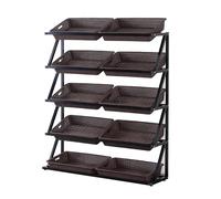 Versátil estante de exhibición al por menor, organizador de despensa de cocina con caja de almacenamiento desmontable para frutas, cebollas, patatas y aperitivos, color marrón, soporte de estante de