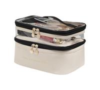Versátil estuche de almacenamiento de maquillaje con dos compartimentos separados, elegantes bolsas de viaje, elegante bolsa de maquillaje para cosméticos, b