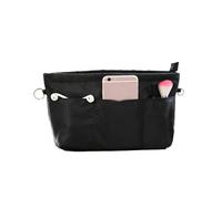 Versátil estuche de almacenamiento de nailon con múltiples bolsillos, práctica bolsa para viajes, estudio y oficina, solución de ahorro de espacio, fácil de llevar, opción ordenada y portátil, Black