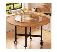 Versátil mesa de comedor redonda de 120 cm, mesa de madera plegable y ahorra espacio, para cocina, sala de estar y casa de campo, diseño extensible para espacios pequeños