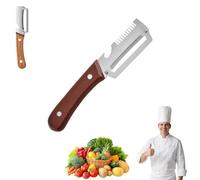 Versatile 3-in-1 Kitchen Peeler with Wooden Handle, Practical Stainless Steel Blade Effortlessly Peels Both Delicate and Vegetables Includes Integrated Bottle Opener (Dark brown, 3-in-1)