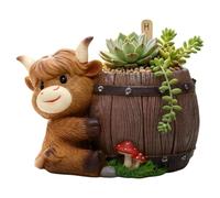 Versatile Cow Flower Pot, Mini Plant Pots, Indoor Planter for Home Decor, Planter Pot with Drainage, Animal Plant Pots, Table Decor for Balcony Patio Garden Backyard Desk Ornament