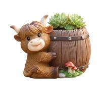 Versatile Cow Flower Pot, Mini Plant Pots, Indoor Planter for Home Decor, Planter Pot with Drainage, Animal Plant Pots, Table Decor for Balcony Patio Garden Backyard Desk Ornament