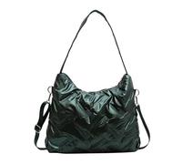 Versatile Quilted Crossbody Shoulder Bags Large Capacity Down Cotton Padded Messenger Bag Solid Color Handbags For Women Men(Green)
