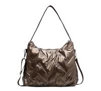 Versatile Quilted Crossbody Shoulder Bags Large Capacity Down Cotton Padded Messenger Bag Solid Color Handbags For Women Men(Khaki)