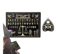 Versatile Spirit Board Game, Miniature Wooden Divination Board with Planchette, Dowsing Metaphysical Decoration for 2+ Players, 12.99x8.66x0.31 Inches, Black