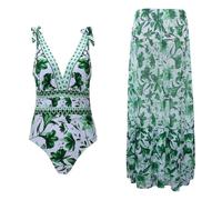 Versatile Swimsuit for Beach and Pool Stylish V Neck Design with Prints for Spring Summer and Fall Perfect for Relaxing Days, verde, XL