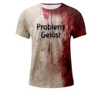 Versatile White Bloody, Shirt Casual Crew, Neck Men's T-Shirt, Wear