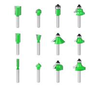 Versatilitys - Juego de 12 brocas de enrutador de vástago de 1/4 pulgadas compatible con recortadoras eléctricas y fresadoras para carpinteros profesionales, juego de brocas de enrutador