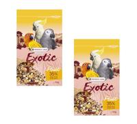 Versele-Laga Prestige Exotic Parrots Fruit | Paquete Doble | 2 x 750 g | Alimento Complementario para Loros | A Base de Semillas, Cereales y Frutas | Contiene Papaya, Plátano, Piña y Albaricoques