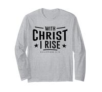 Versículo bíblico Cristiano con Cristo I Rise Philippians 4:13 Manga Larga