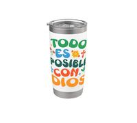 Versículo bíblico cristiano en español Con Dios Todo Es Posible Vaso térmico de acero inoxidable de doble pared
