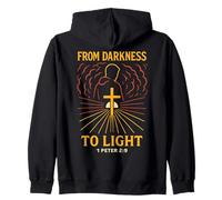 Versículo bíblico de Oscuridad a la Luz Cristiano Pedro 2:9 Born Again Sudadera con Capucha